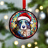 Border Collie in Santa Hat Suncatcher Decoration